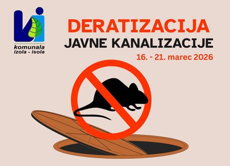 Od 16. do 21. marca poteka deratizacija javne kanalizacije.